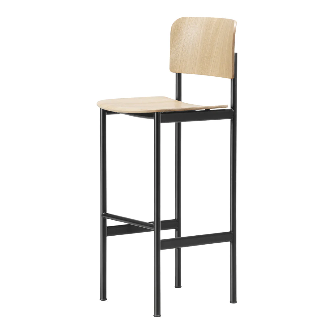 Plan Barstool - Wood Seat & Back - Image 2