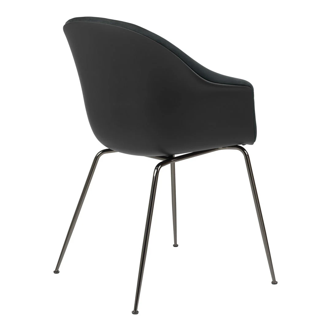 Bat Dining Chair - Black Chrome Conic Base - Front Upholstered - Image 2