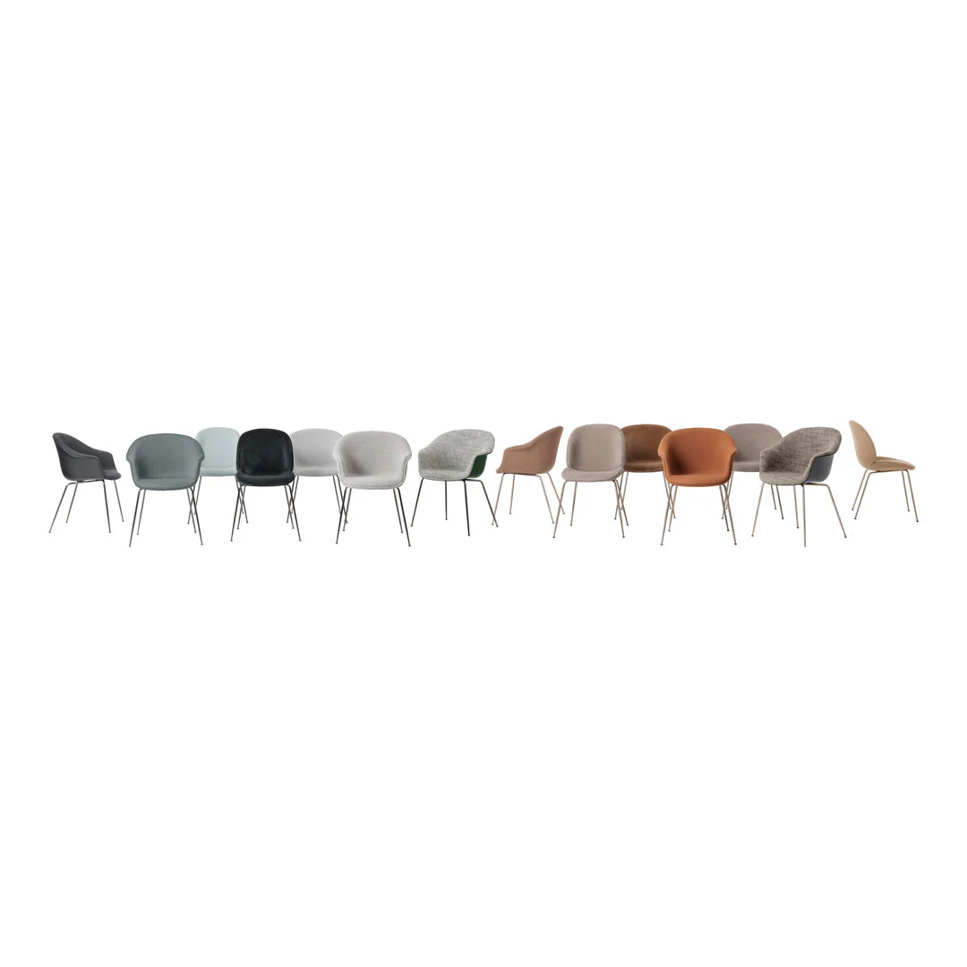 Bat Dining Chair - Black Chrome Conic Base - Front Upholstered - Image 4