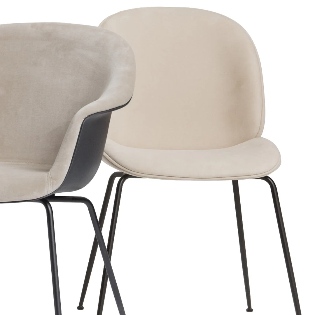 Bat Dining Chair - Black Matt Conic Base - Front Upholstered - Image 10