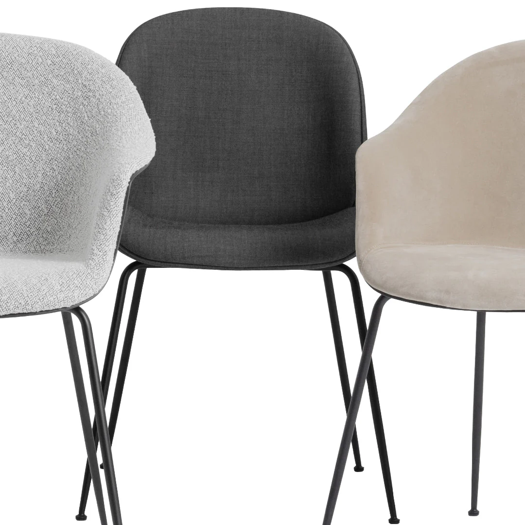 Bat Dining Chair - Black Matt Conic Base - Front Upholstered - Image 11