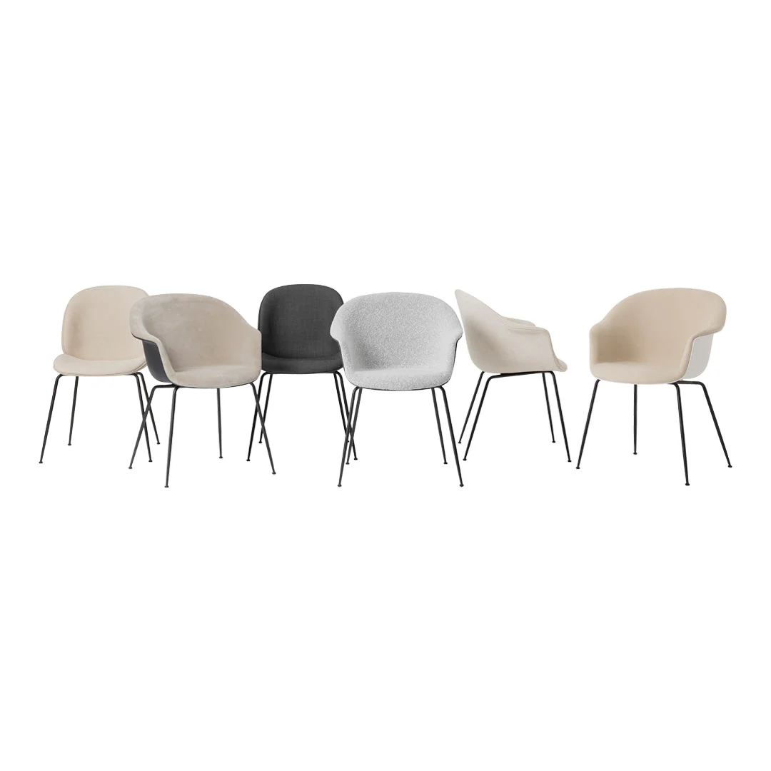 Bat Dining Chair - Black Matt Conic Base - Front Upholstered - Image 12