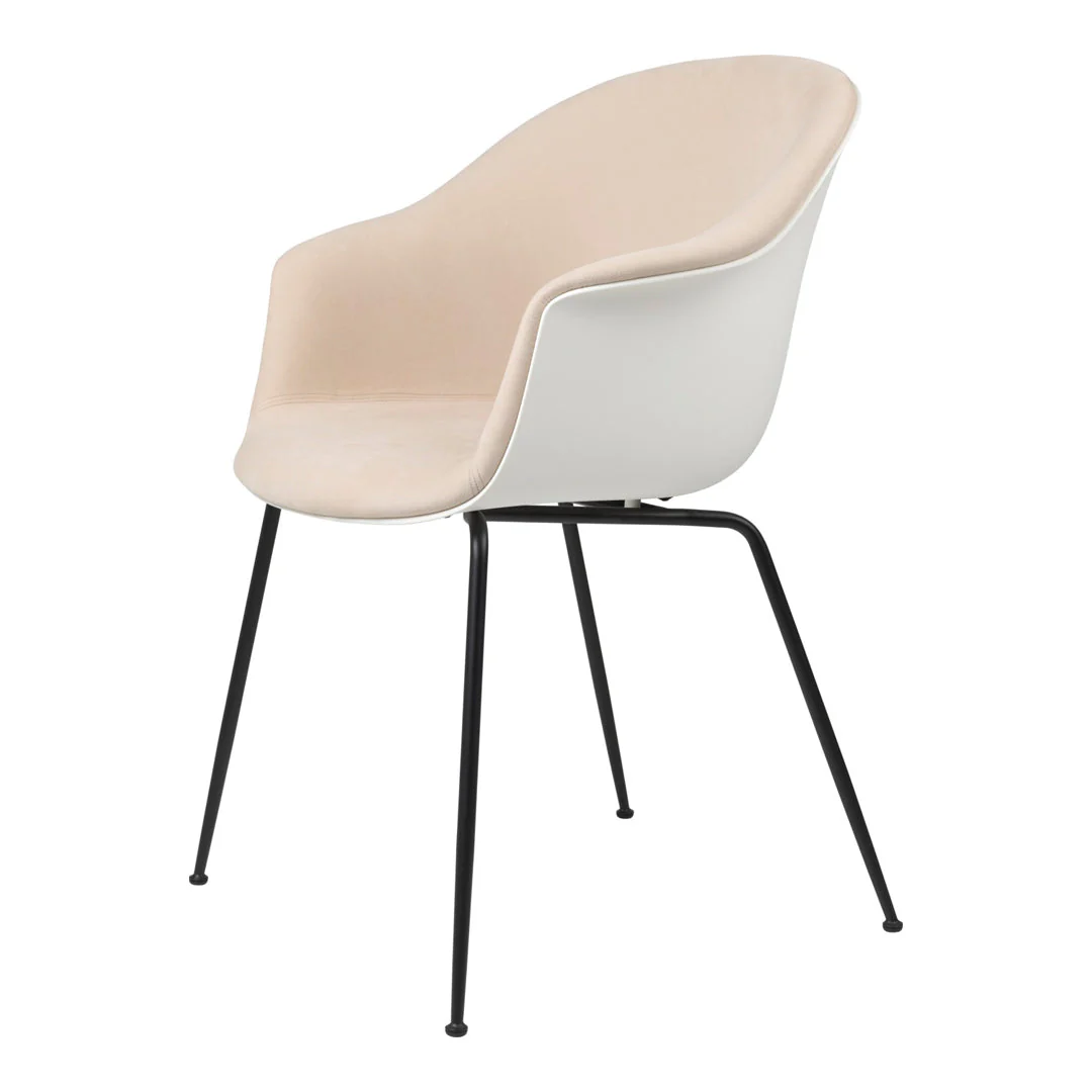 Bat Dining Chair - Black Matt Conic Base - Front Upholstered - Image 2