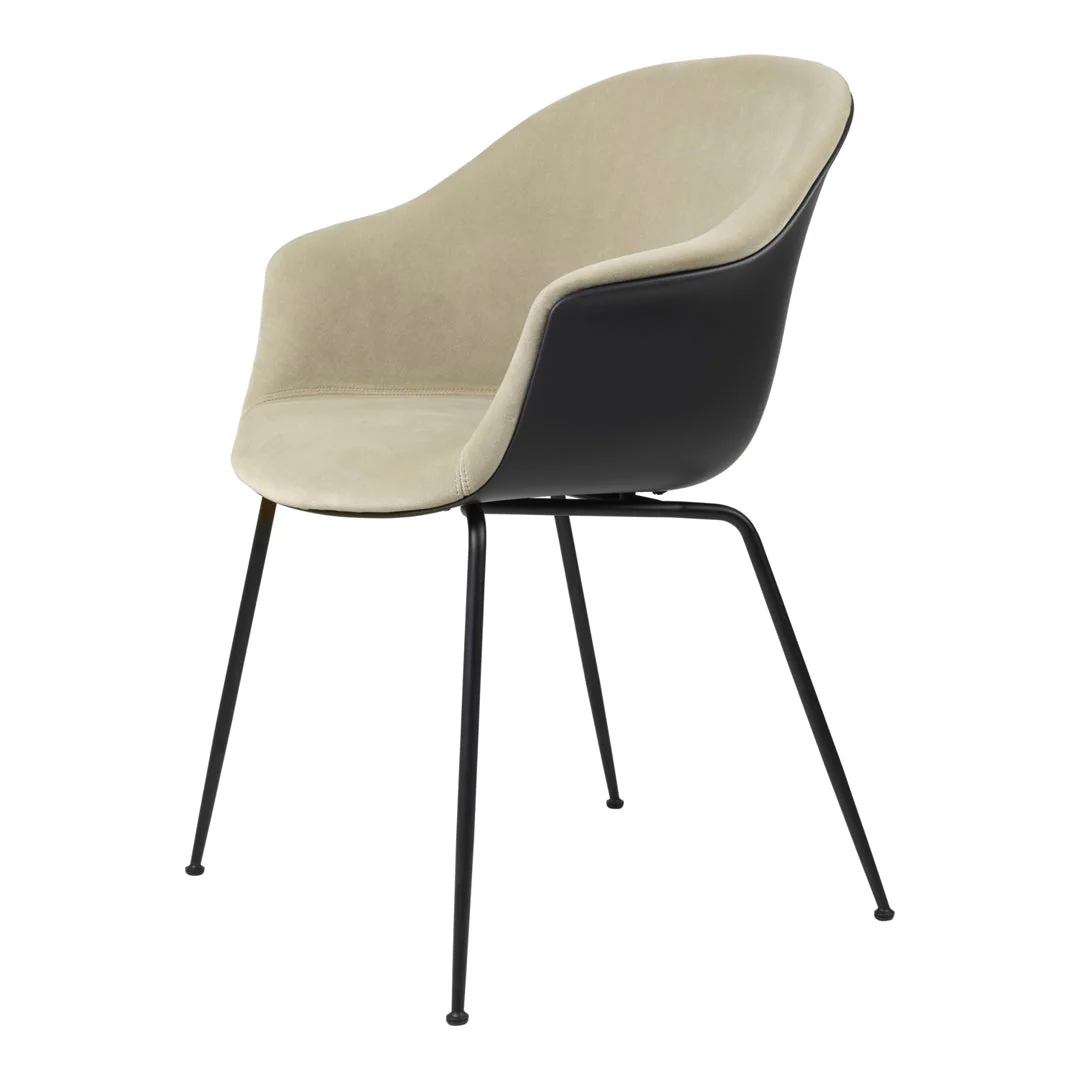 Bat Dining Chair - Black Matt Conic Base - Front Upholstered - Image 3