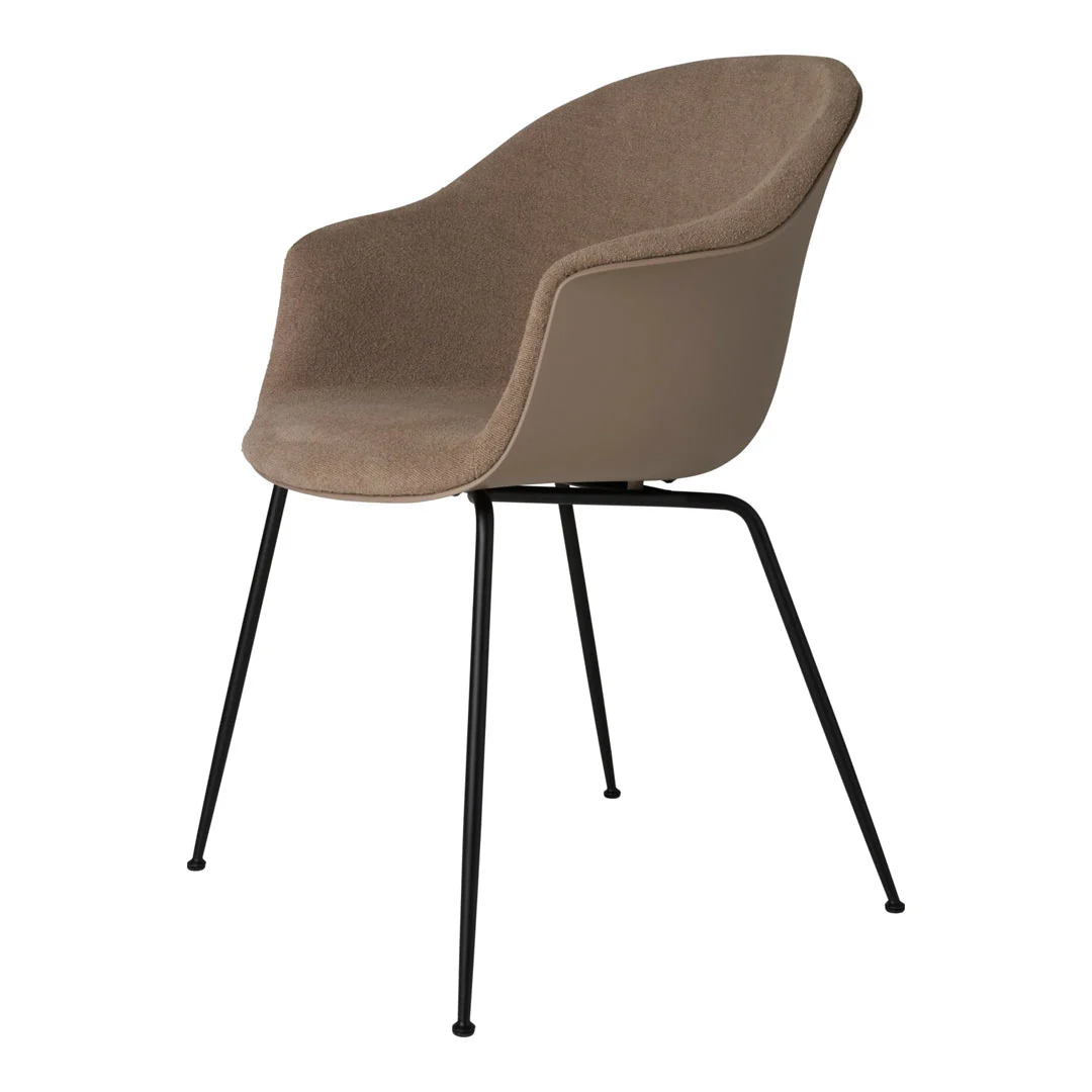 Bat Dining Chair - Black Matt Conic Base - Front Upholstered - Image 4