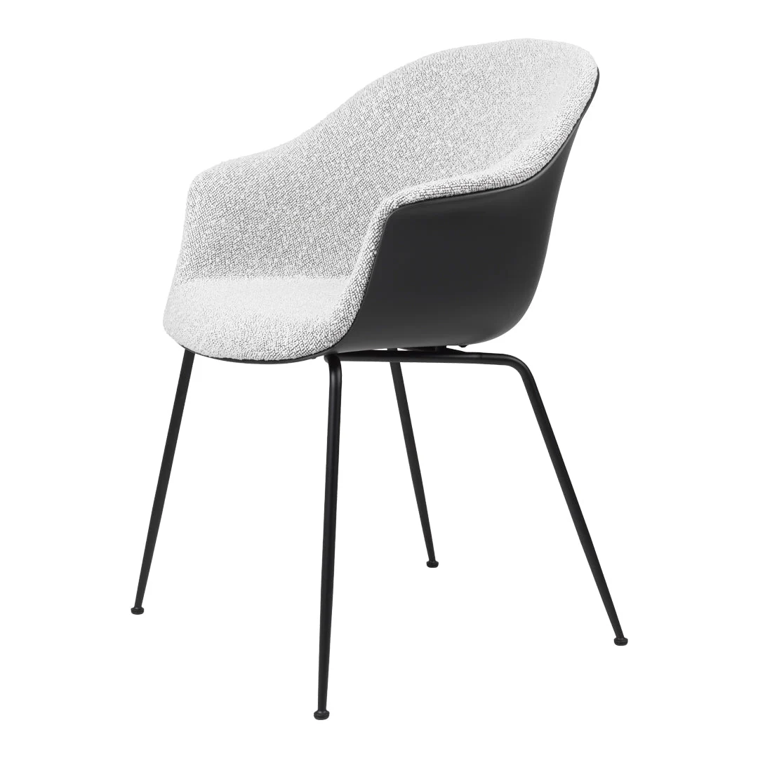 Bat Dining Chair - Black Matt Conic Base - Front Upholstered - Image 5