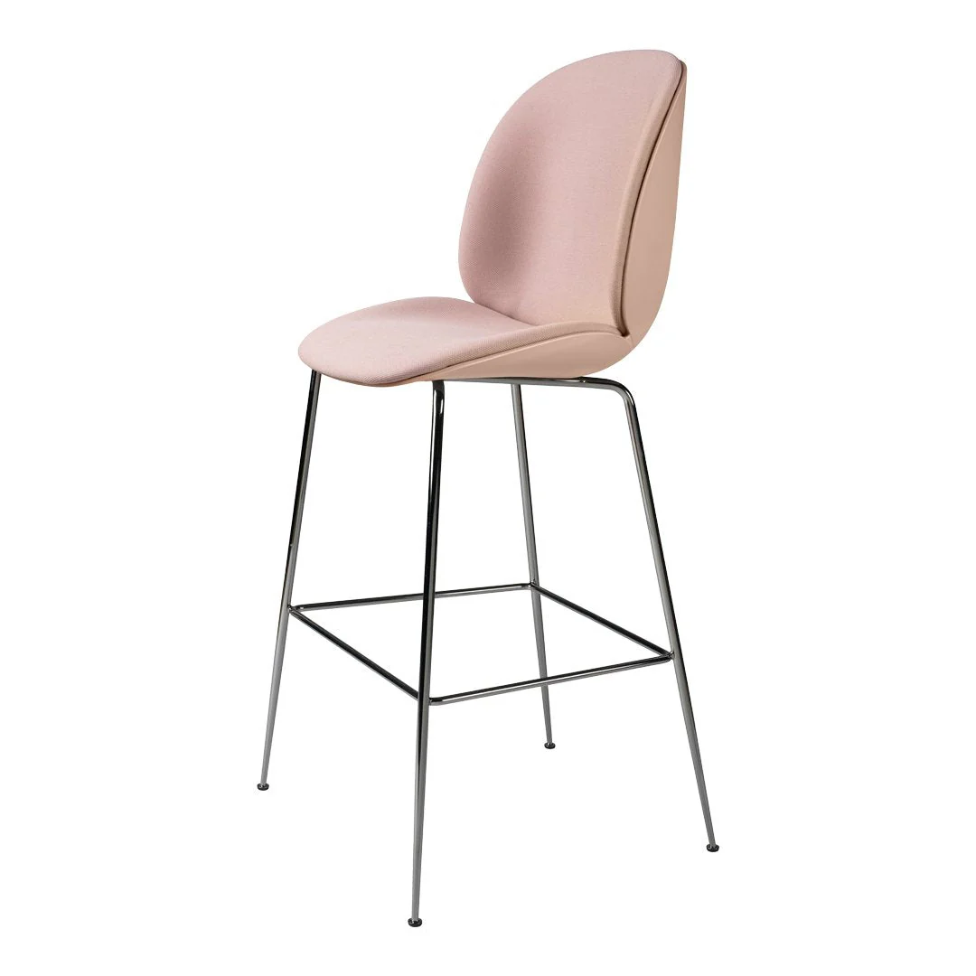 Beetle Bar Chair - Front Upholstered - Black Chrome Base