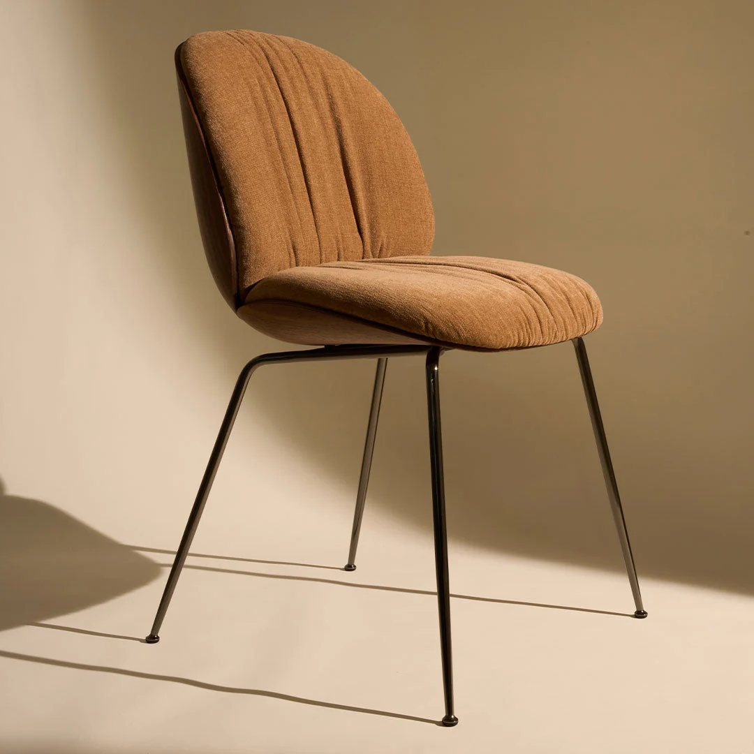 Beetle Soft Dining Chair - Conic Base - Front Upholstered - Veneer Shell - Image 6