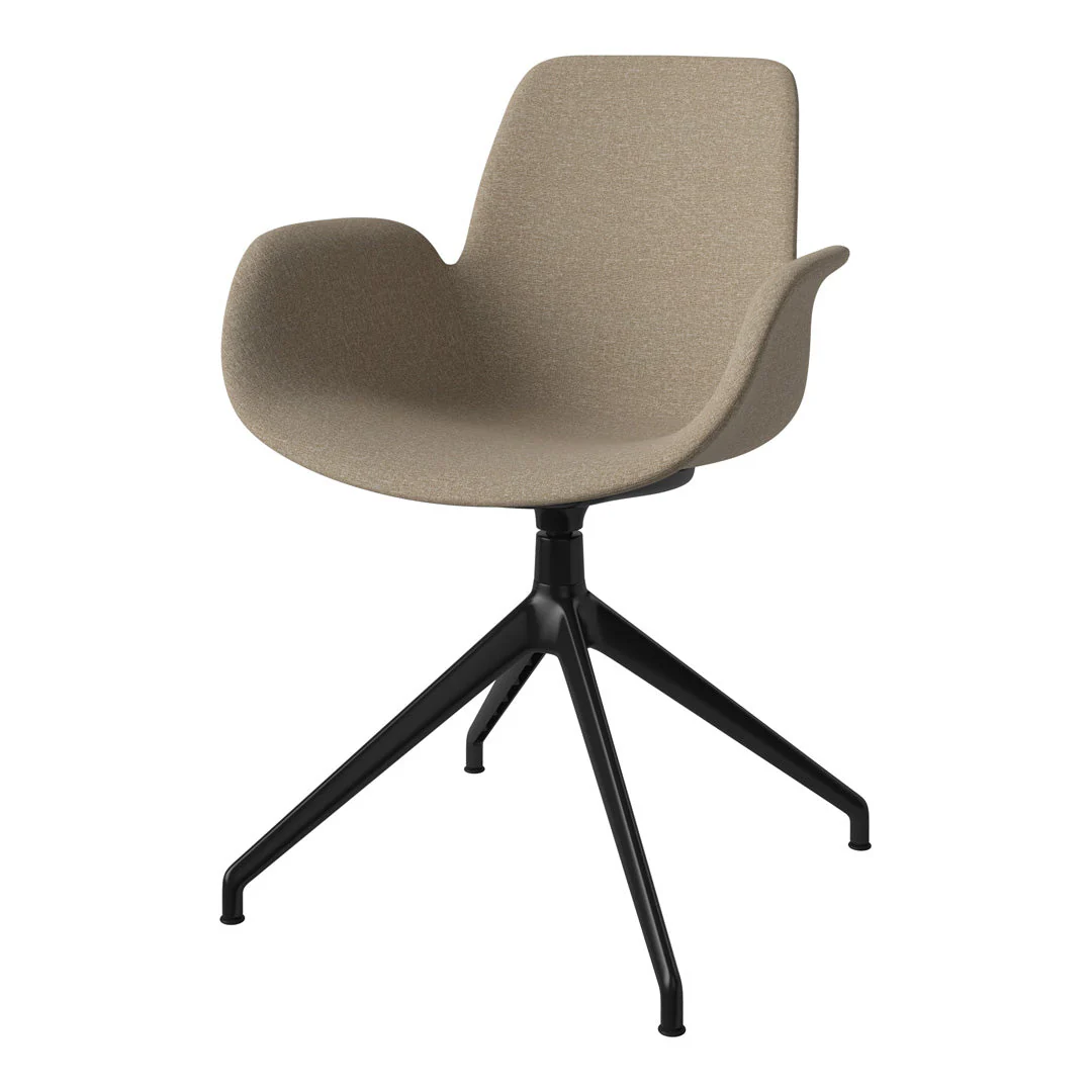 Seed Armchair - Upholstered - 4 - Star Base w/ Gliders - Black Lacquered Steel - Image 10
