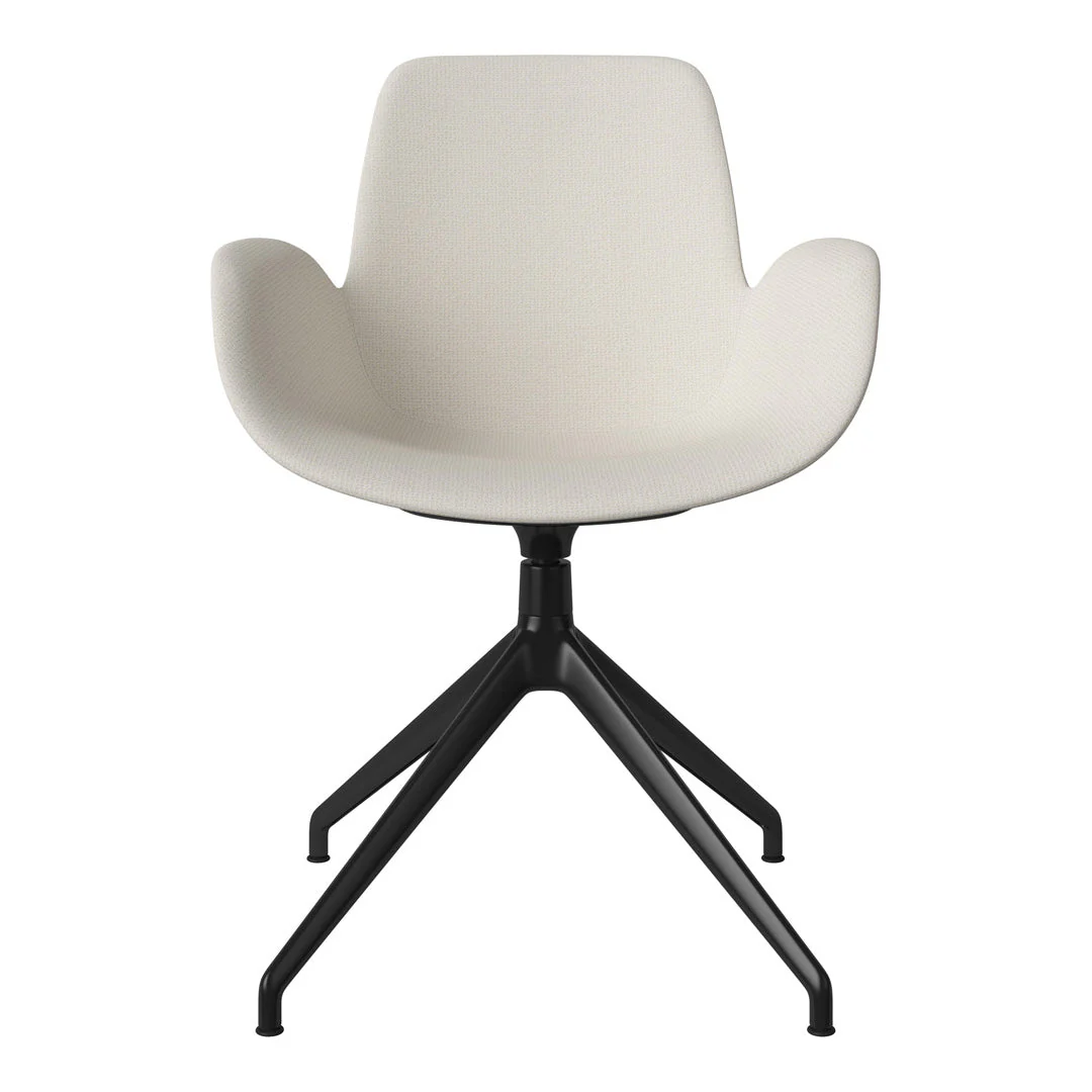 Seed Armchair - Upholstered - 4 - Star Base w/ Gliders - Black Lacquered Steel - Image 2