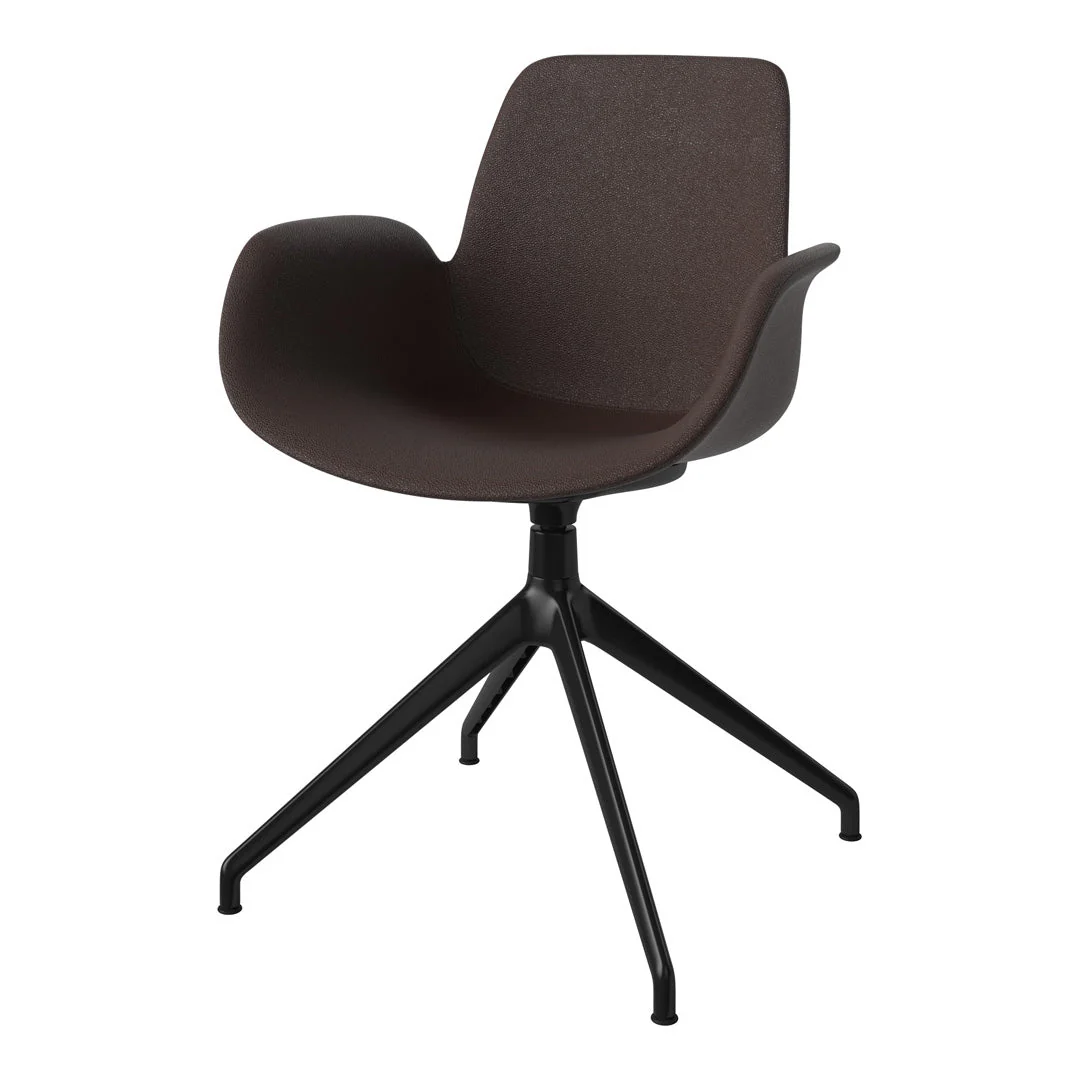 Seed Armchair - Upholstered - 4 - Star Base w/ Gliders - Black Lacquered Steel - Image 3
