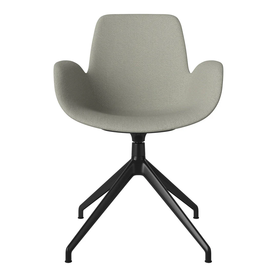 Seed Armchair - Upholstered - 4 - Star Base w/ Gliders - Black Lacquered Steel - Image 4