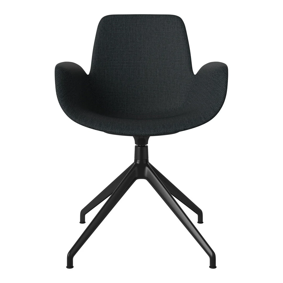 Seed Armchair - Upholstered - 4 - Star Base w/ Gliders - Black Lacquered Steel - Image 40