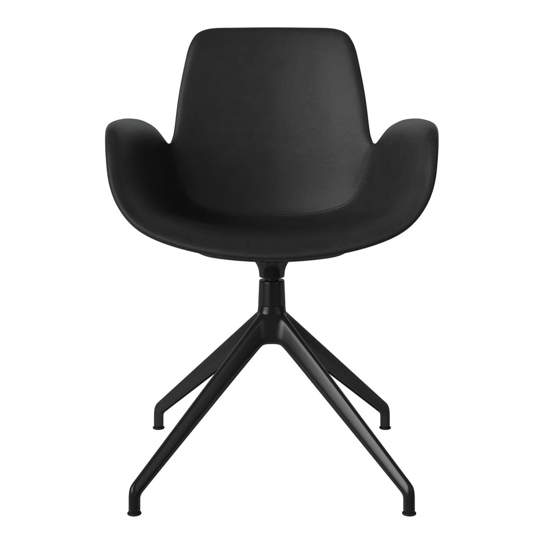 Seed Armchair - Upholstered - 4 - Star Base w/ Gliders - Black Lacquered Steel - Image 65