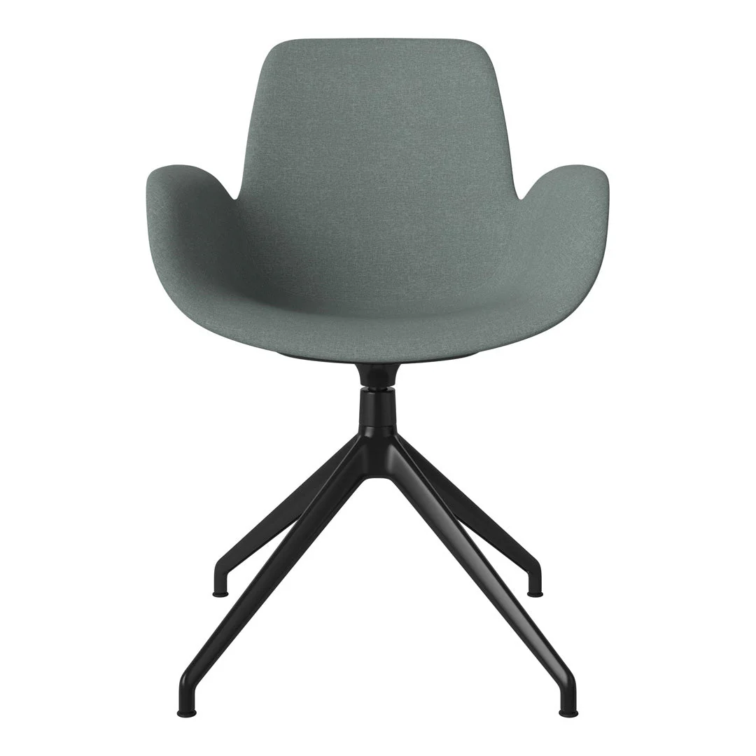 Seed Armchair - Upholstered - 4 - Star Base w/ Gliders - Black Lacquered Steel - Image 7