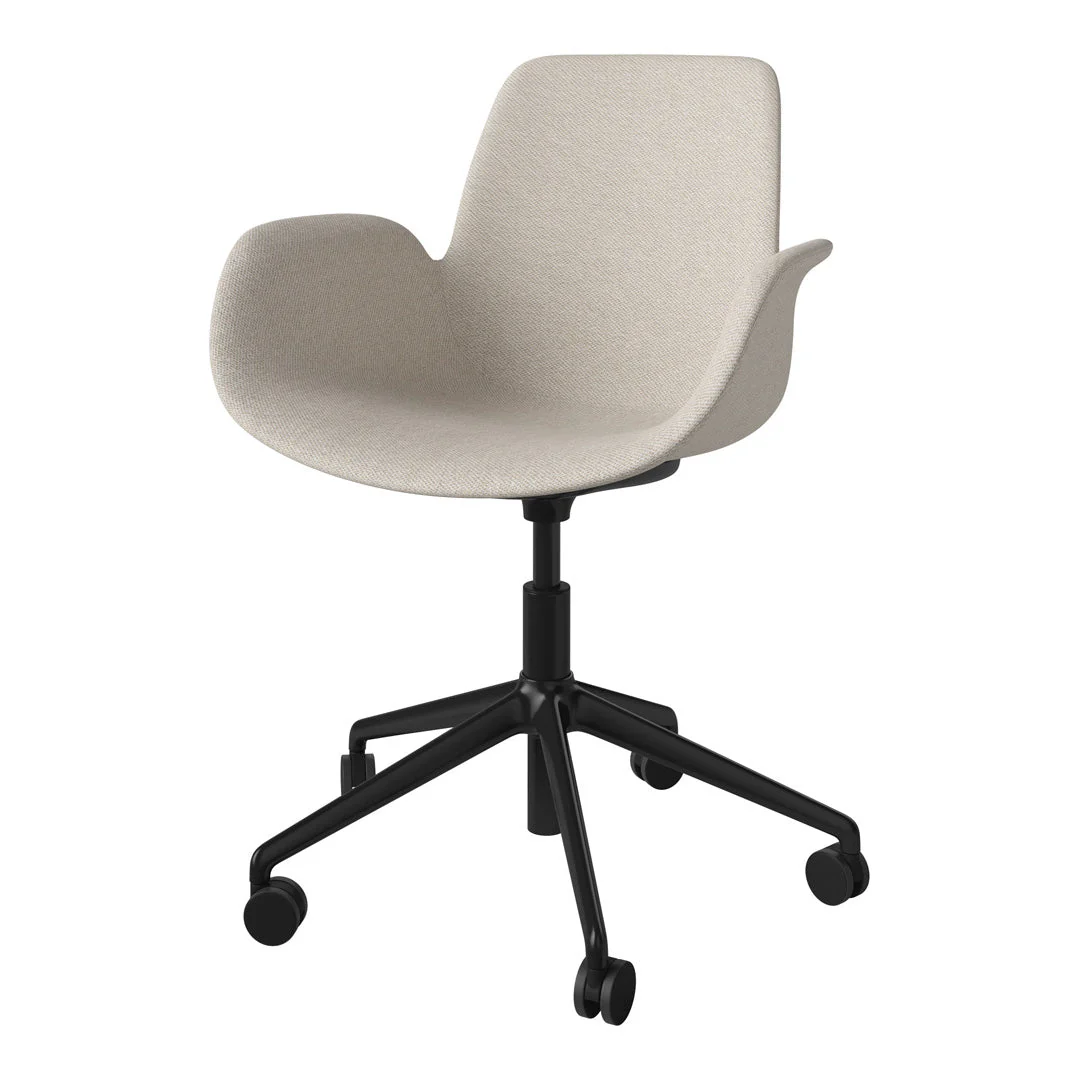 Seed Armchair - Upholstered - 5 - Star Base w/ Wheels - Black Lacquered Steel - Image 2