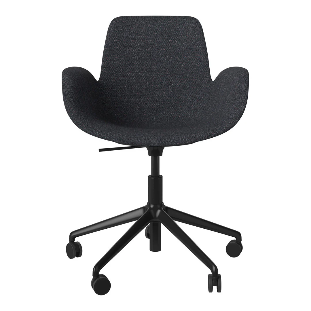 Seed Armchair - Upholstered - 5 - Star Base w/ Wheels - Black Lacquered Steel - Image 3