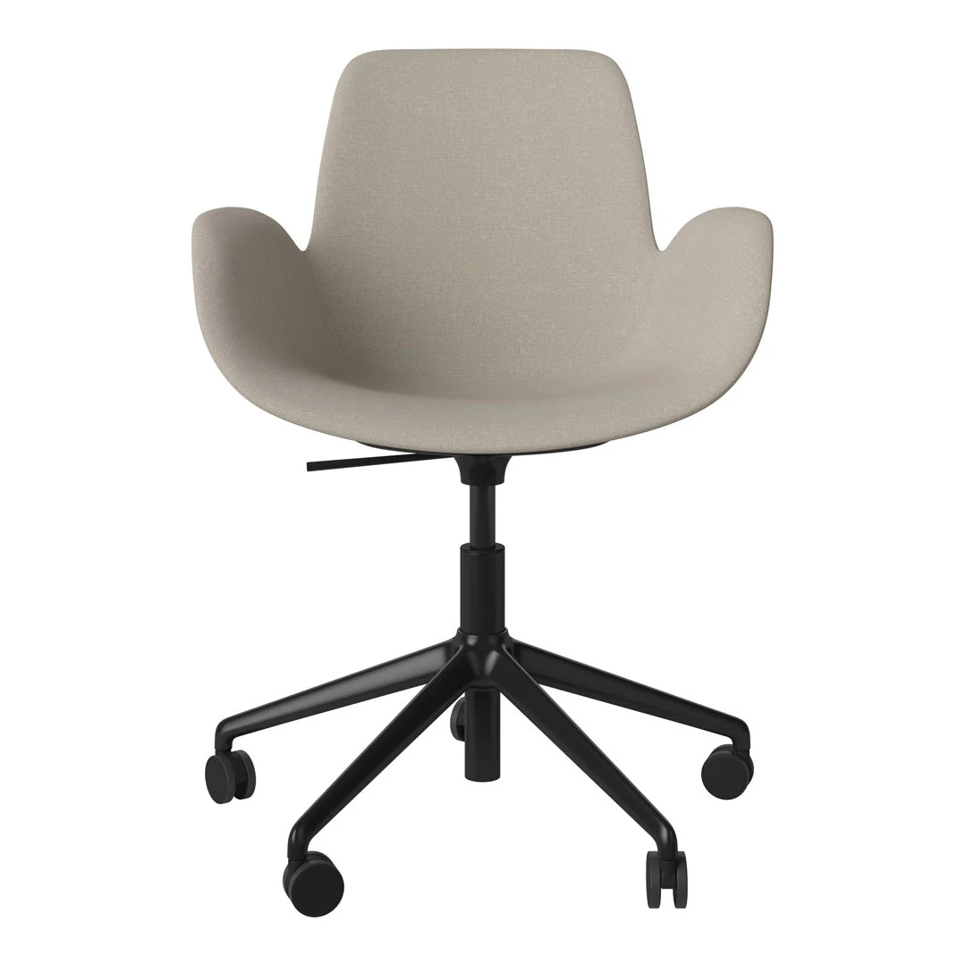 Seed Armchair - Upholstered - 5 - Star Base w/ Wheels - Black Lacquered Steel - Image 32