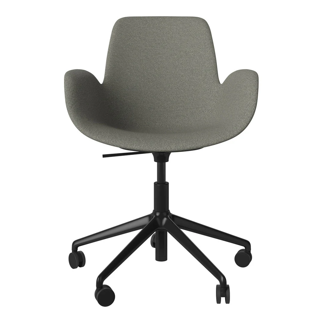 Seed Armchair - Upholstered - 5 - Star Base w/ Wheels - Black Lacquered Steel - Image 36