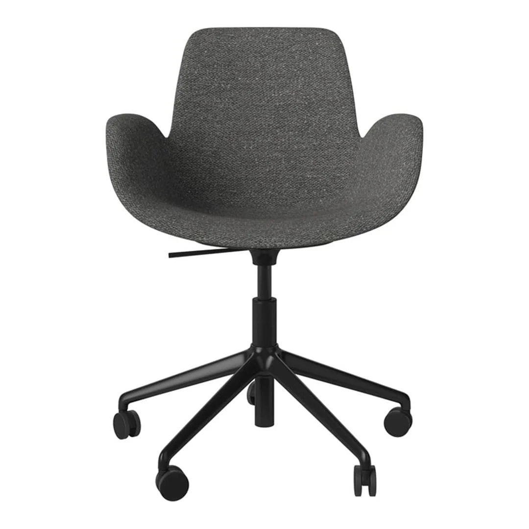 Seed Armchair - Upholstered - 5 - Star Base w/ Wheels - Black Lacquered Steel - Image 39