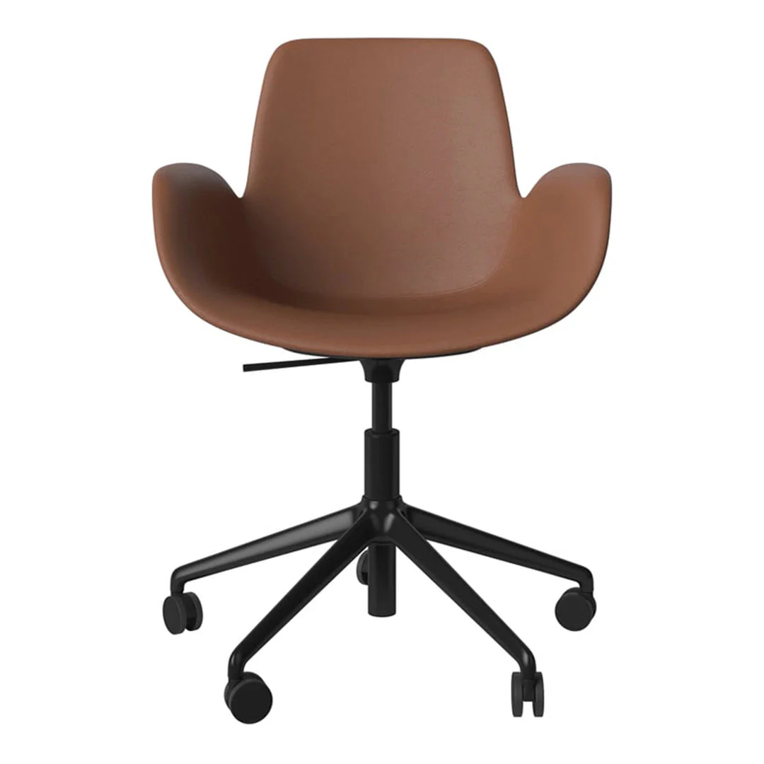 Seed Armchair - Upholstered - 5 - Star Base w/ Wheels - Black Lacquered Steel - Image 4