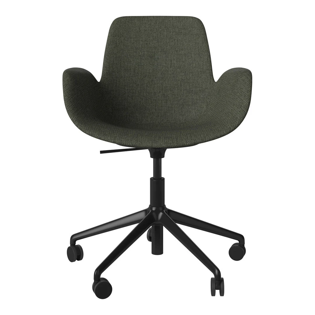 Seed Armchair - Upholstered - 5 - Star Base w/ Wheels - Black Lacquered Steel - Image 5