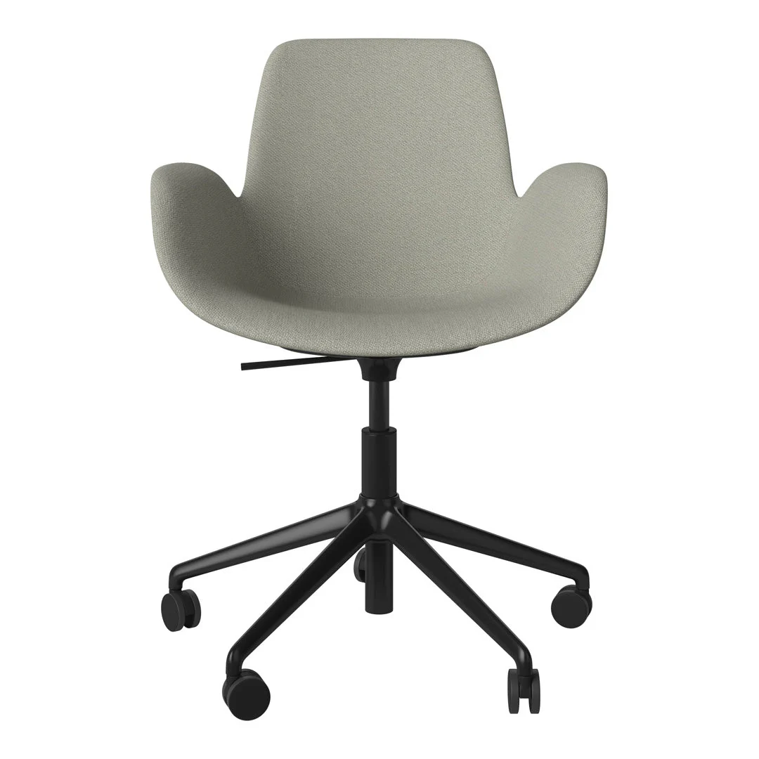 Seed Armchair - Upholstered - 5 - Star Base w/ Wheels - Black Lacquered Steel - Image 6