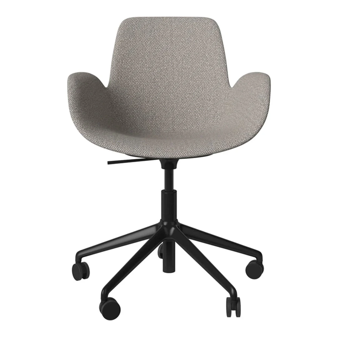 Seed Armchair - Upholstered - 5 - Star Base w/ Wheels - Black Lacquered Steel - Image 68