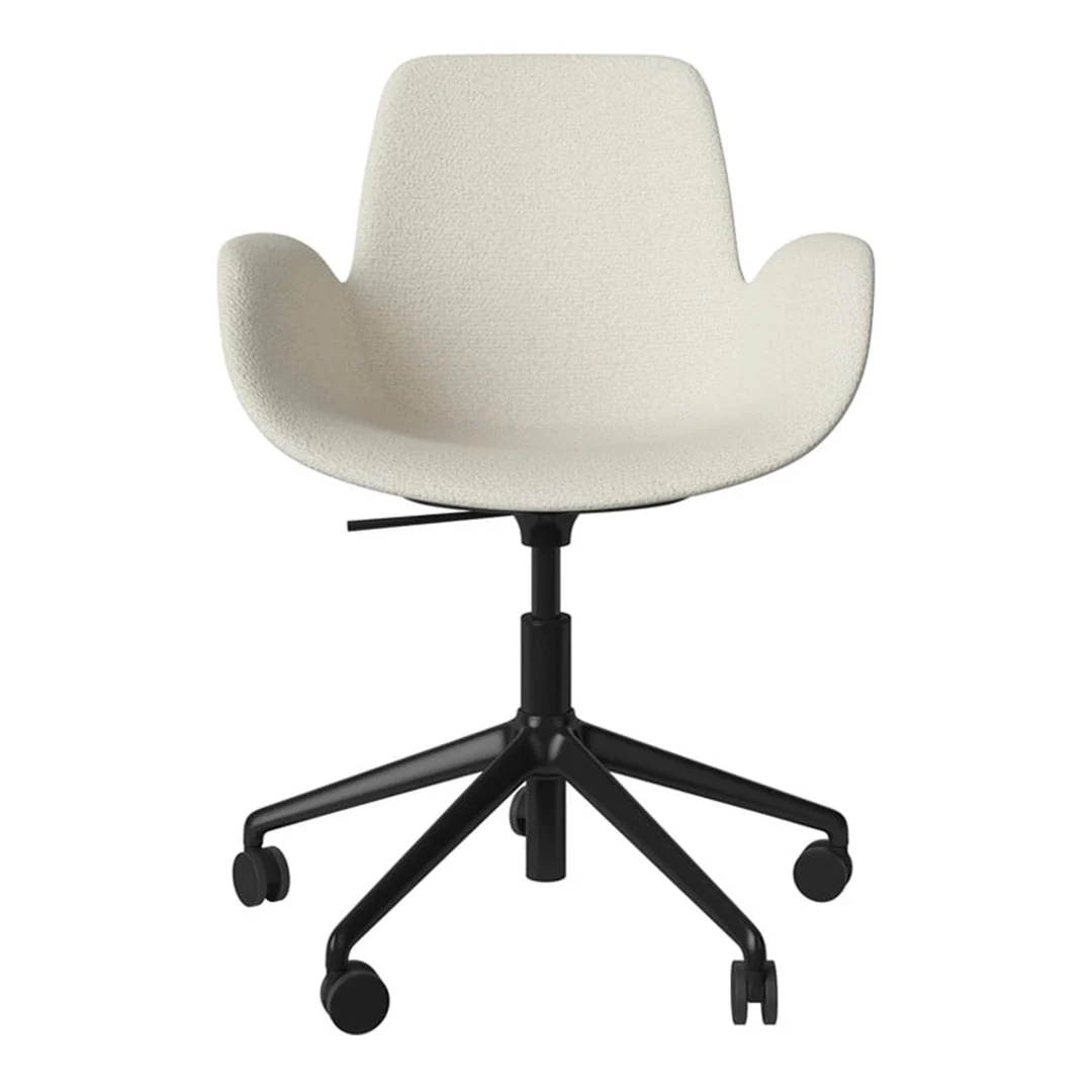 Seed Armchair - Upholstered - 5 - Star Base w/ Wheels - Black Lacquered Steel - Image 8