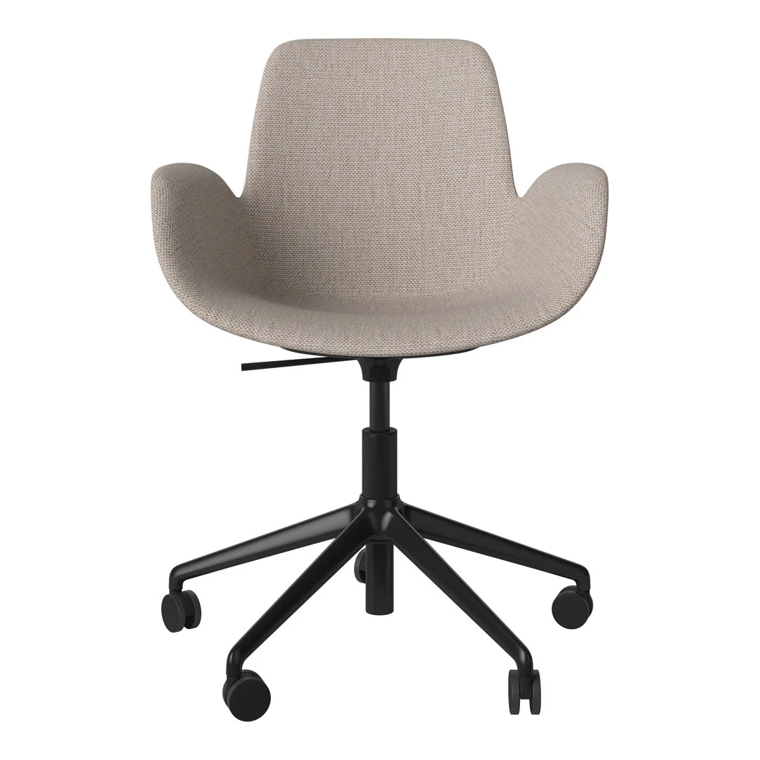 Seed Armchair - Upholstered - 5 - Star Base w/ Wheels - Black Lacquered Steel - Image 9