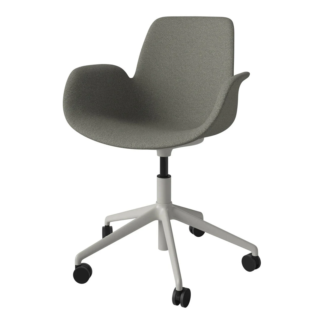 Seed Armchair - Upholstered - 5 - Star Base w/ Wheels - Grey Lacquered Steel - Image 10