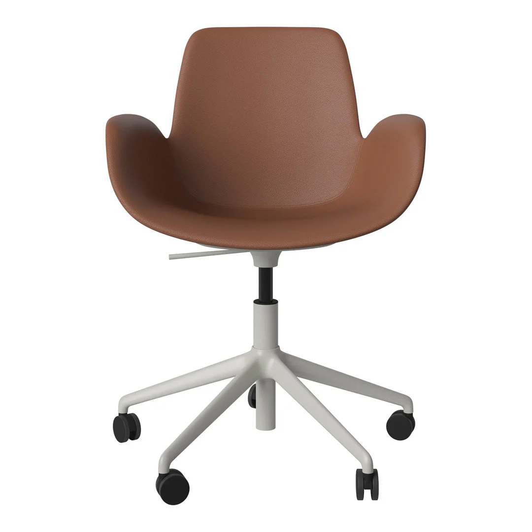 Seed Armchair - Upholstered - 5 - Star Base w/ Wheels - Grey Lacquered Steel - Image 17
