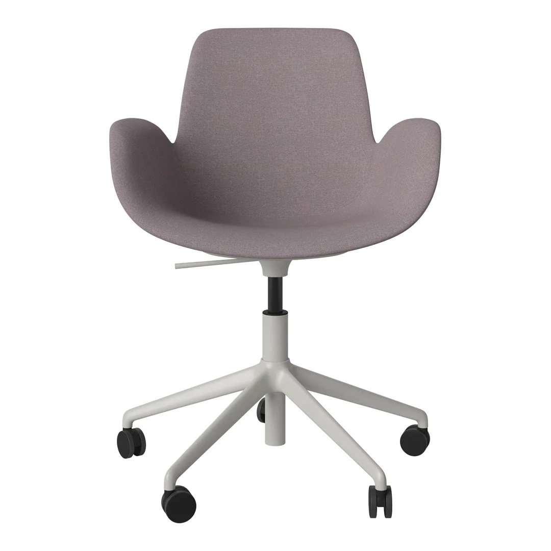 Seed Armchair - Upholstered - 5 - Star Base w/ Wheels - Grey Lacquered Steel - Image 21