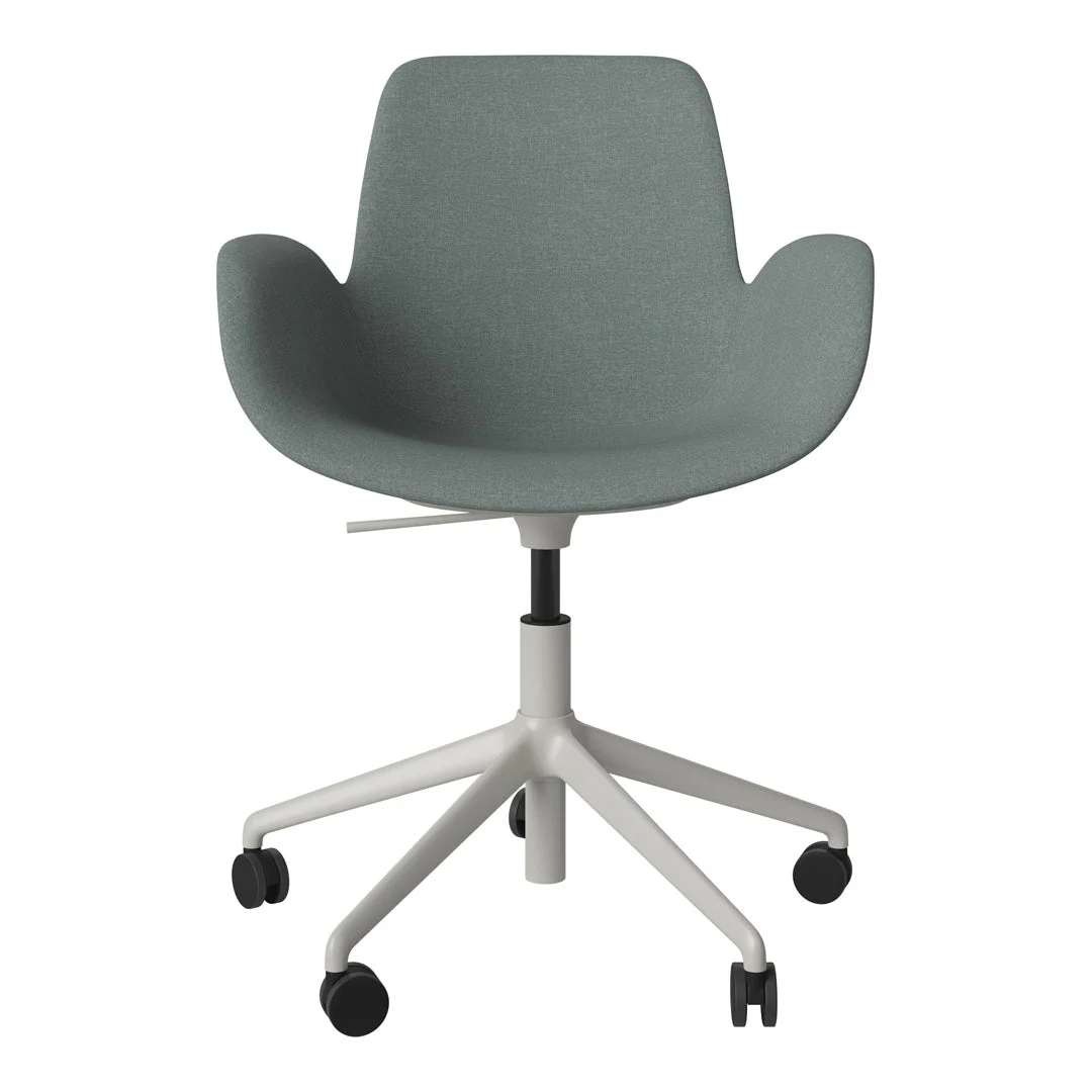 Seed Armchair - Upholstered - 5 - Star Base w/ Wheels - Grey Lacquered Steel - Image 22