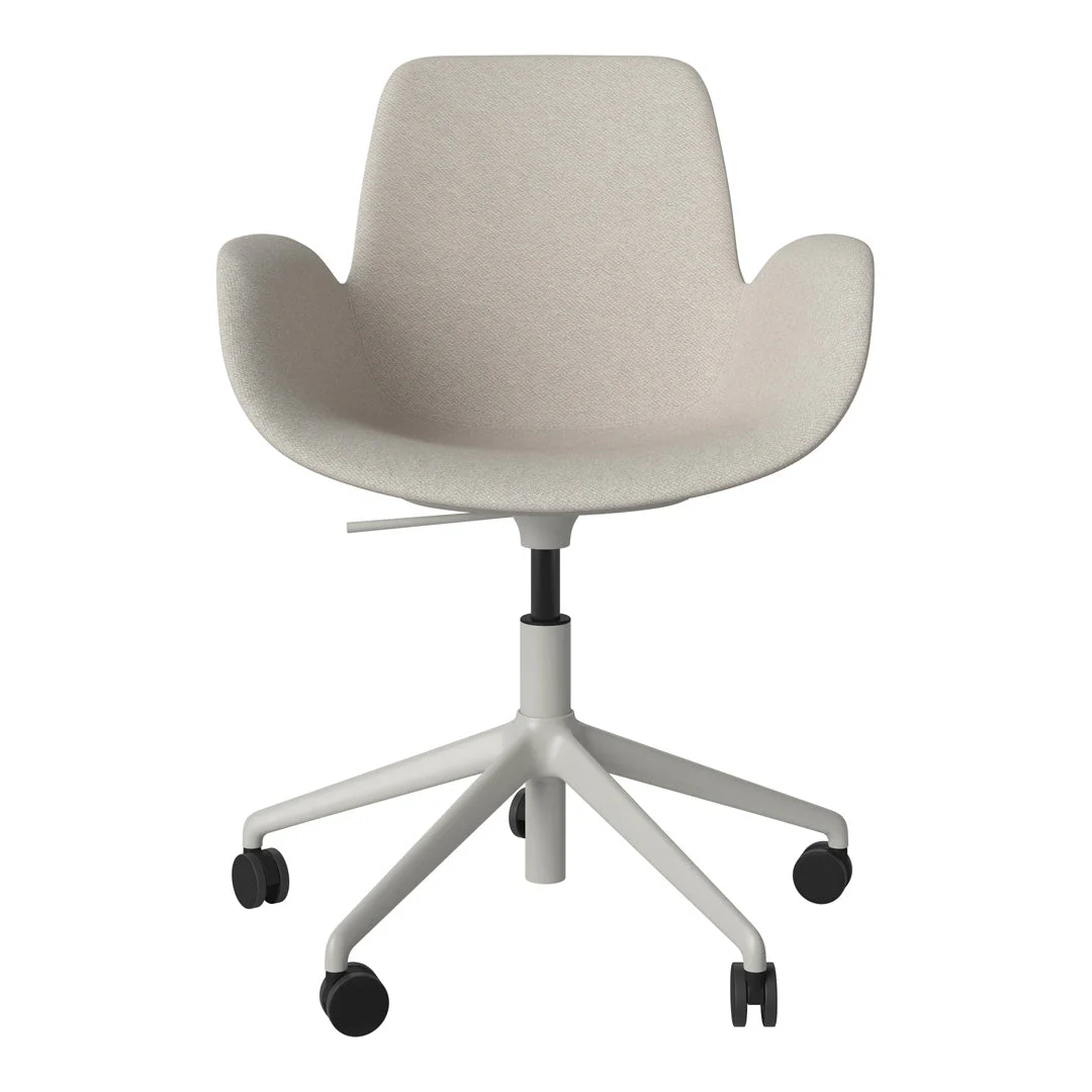 Seed Armchair - Upholstered - 5 - Star Base w/ Wheels - Grey Lacquered Steel - Image 23