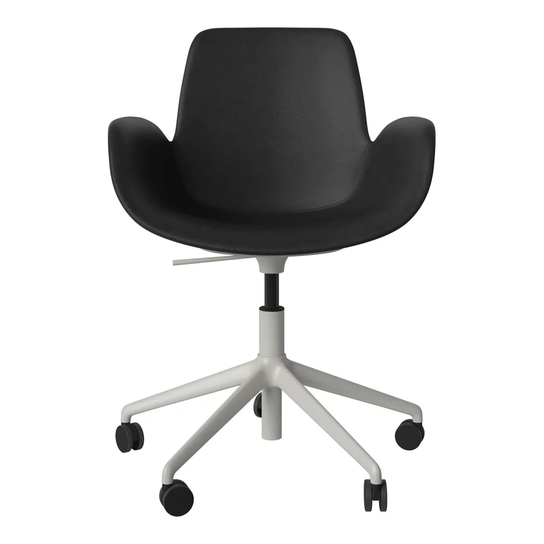 Seed Armchair - Upholstered - 5 - Star Base w/ Wheels - Grey Lacquered Steel - Image 24