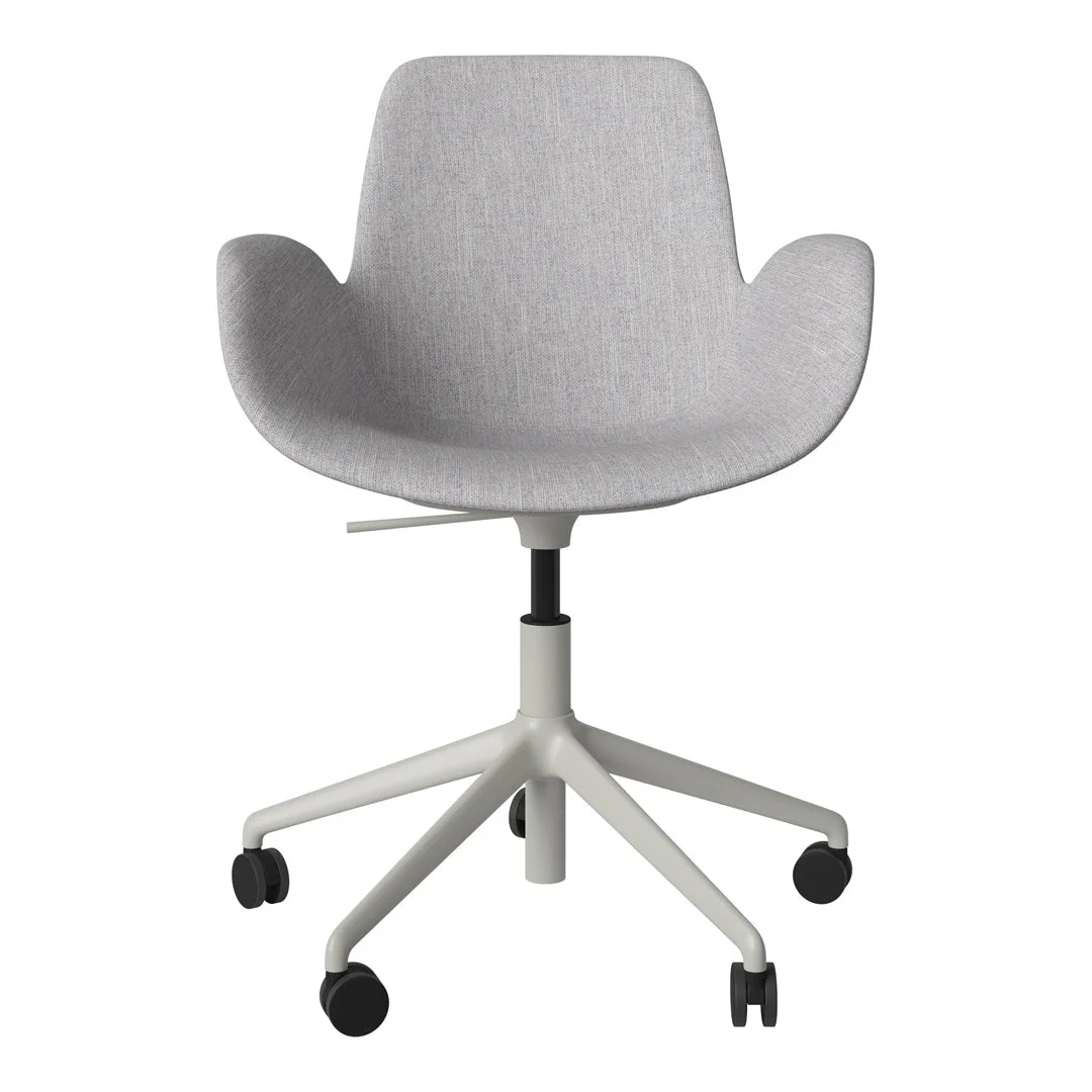 Seed Armchair - Upholstered - 5 - Star Base w/ Wheels - Grey Lacquered Steel - Image 25