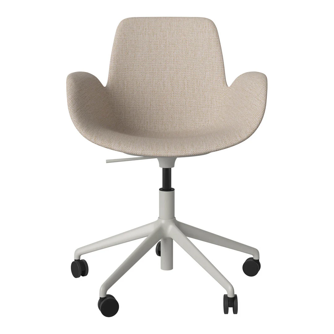 Seed Armchair - Upholstered - 5 - Star Base w/ Wheels - Grey Lacquered Steel - Image 26