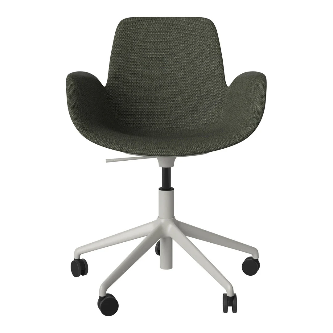 Seed Armchair - Upholstered - 5 - Star Base w/ Wheels - Grey Lacquered Steel - Image 28