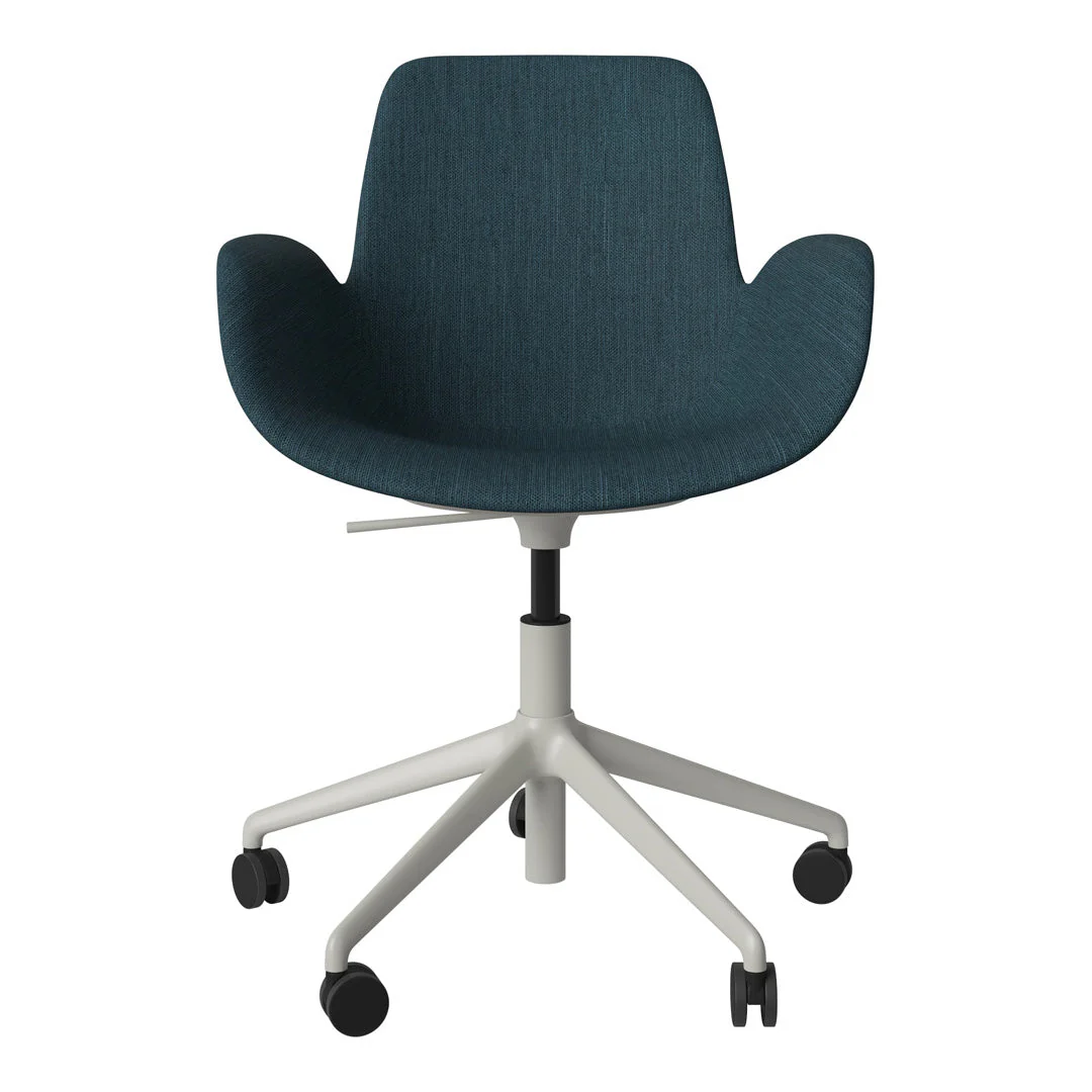Seed Armchair - Upholstered - 5 - Star Base w/ Wheels - Grey Lacquered Steel - Image 30