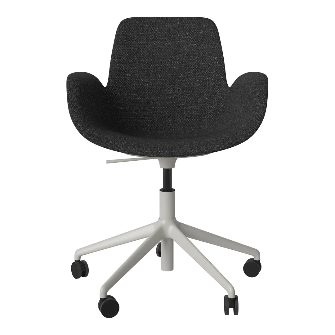 Seed Armchair - Upholstered - 5 - Star Base w/ Wheels - Grey Lacquered Steel - Image 34