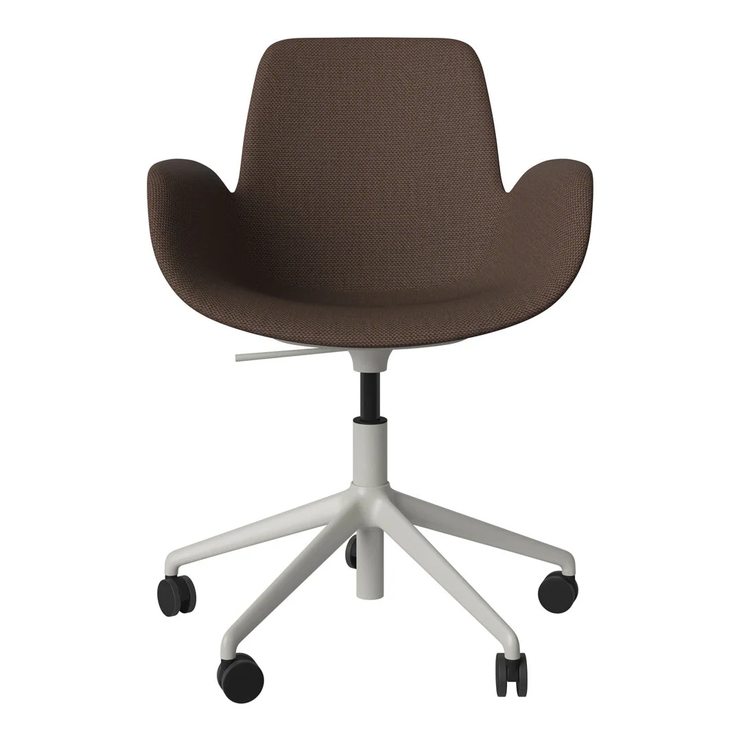 Seed Armchair - Upholstered - 5 - Star Base w/ Wheels - Grey Lacquered Steel - Image 35
