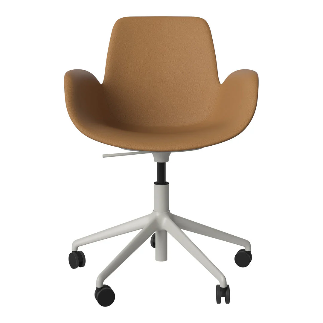 Seed Armchair - Upholstered - 5 - Star Base w/ Wheels - Grey Lacquered Steel - Image 37