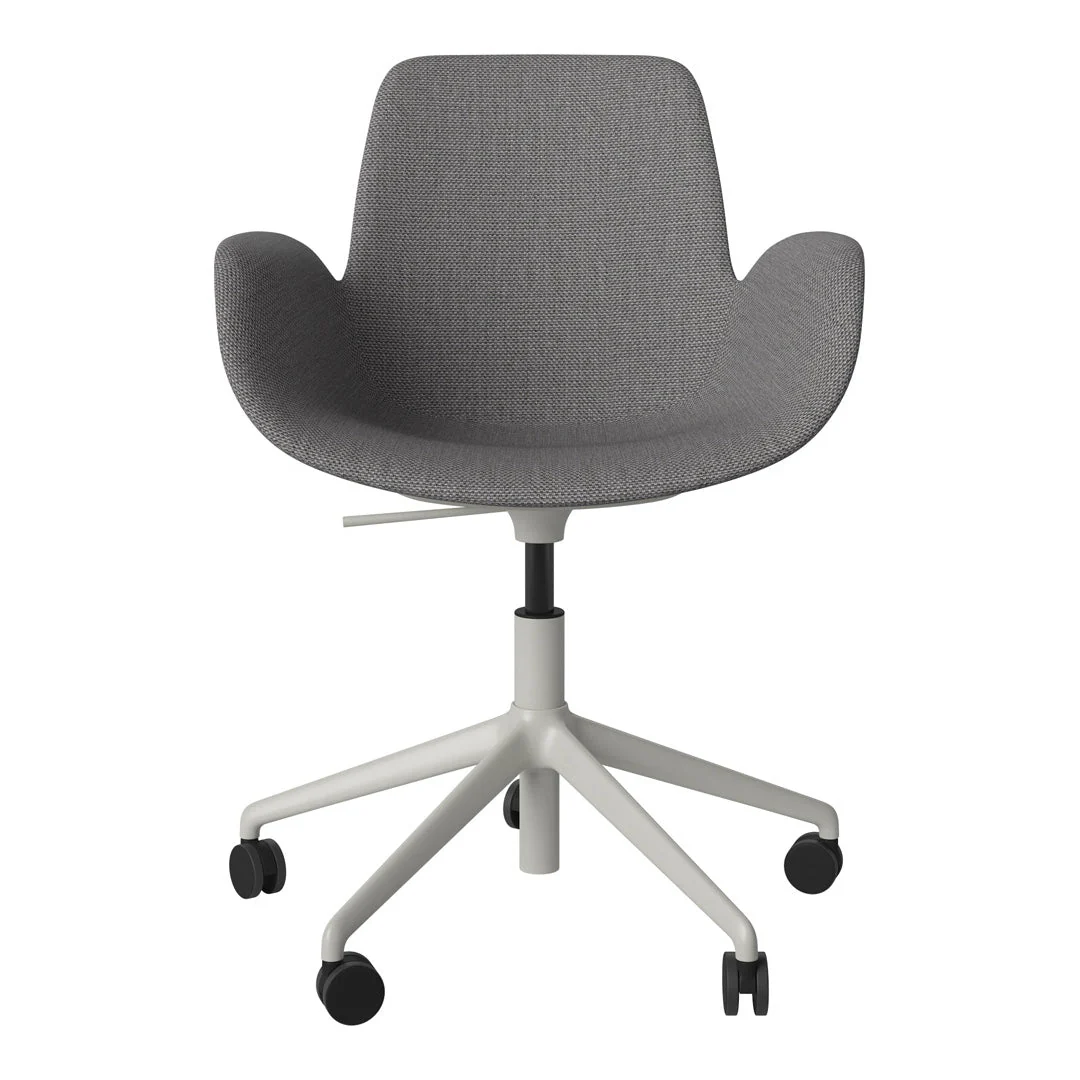 Seed Armchair - Upholstered - 5 - Star Base w/ Wheels - Grey Lacquered Steel - Image 42