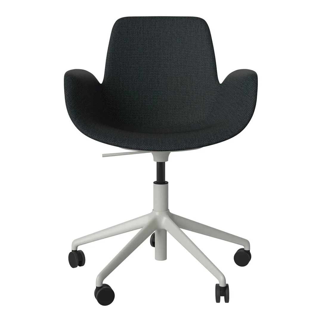 Seed Armchair - Upholstered - 5 - Star Base w/ Wheels - Grey Lacquered Steel - Image 43