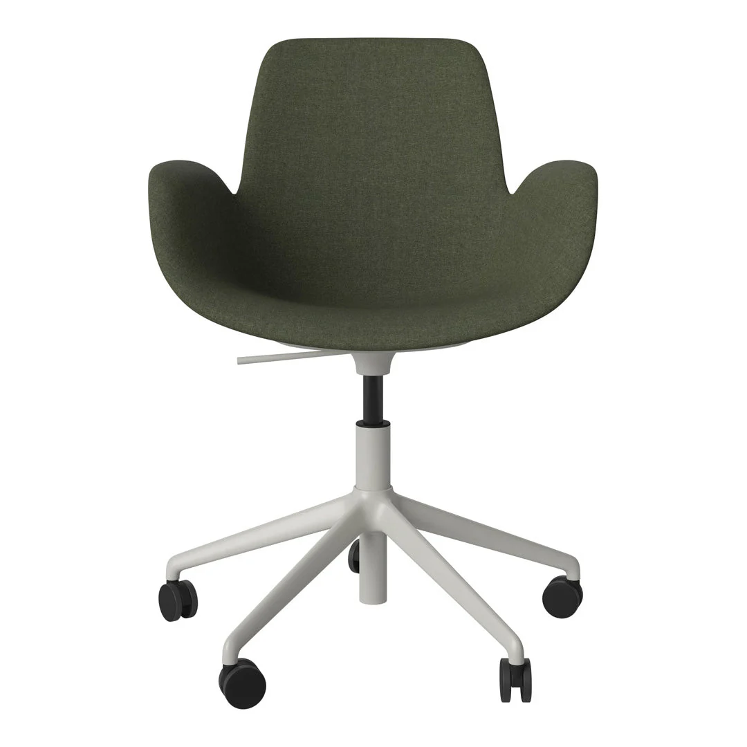 Seed Armchair - Upholstered - 5 - Star Base w/ Wheels - Grey Lacquered Steel - Image 44