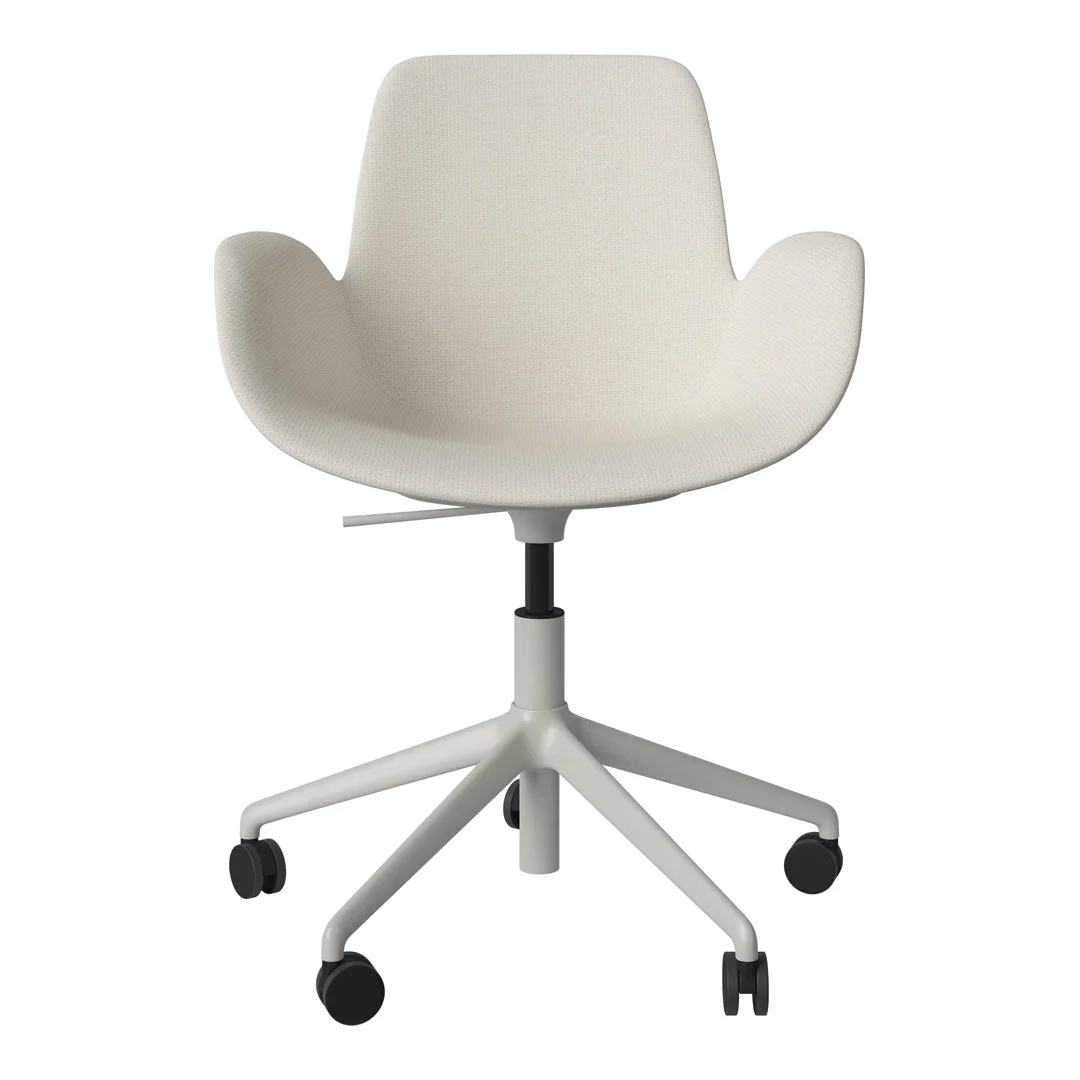 Seed Armchair - Upholstered - 5 - Star Base w/ Wheels - Grey Lacquered Steel - Image 46