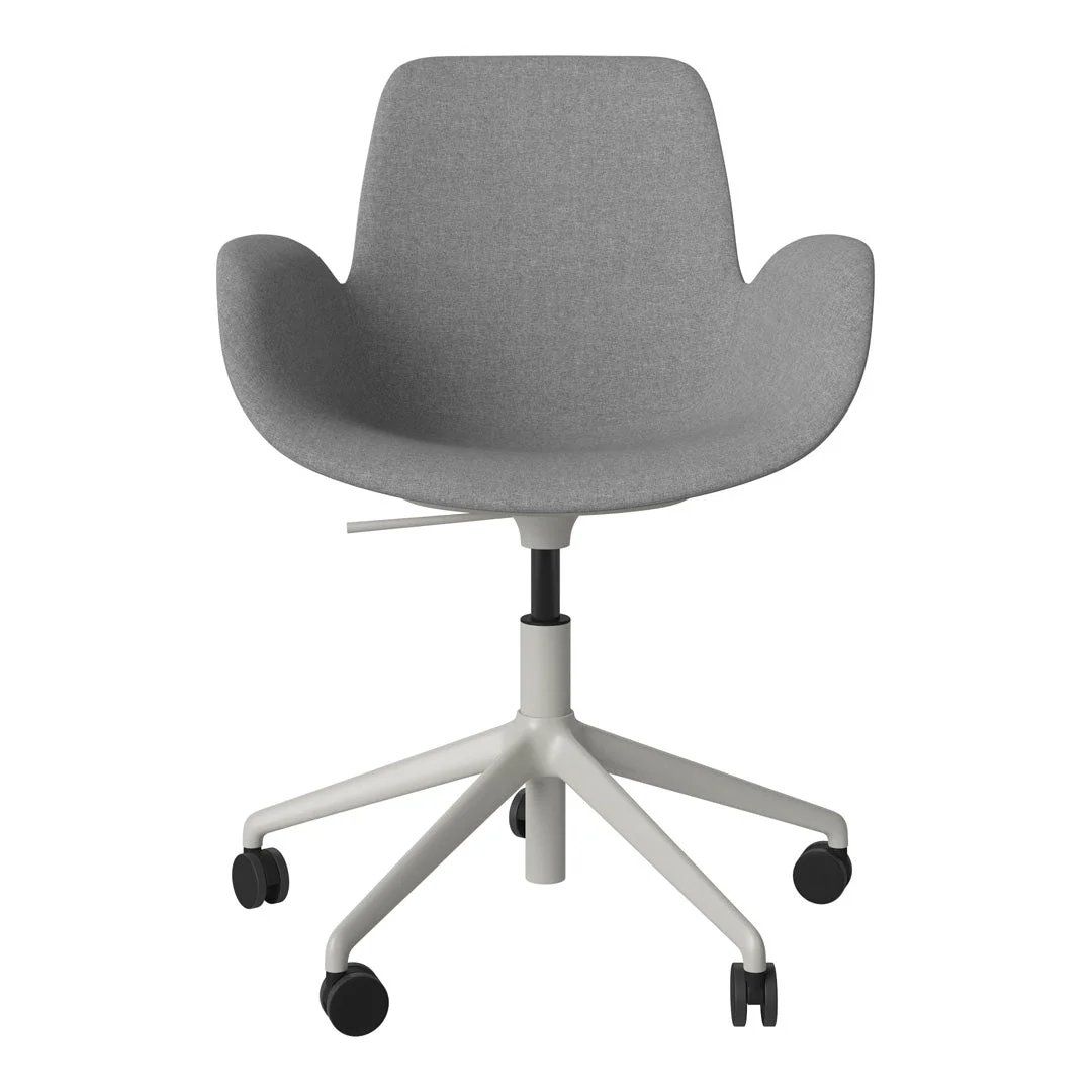 Seed Armchair - Upholstered - 5 - Star Base w/ Wheels - Grey Lacquered Steel - Image 47
