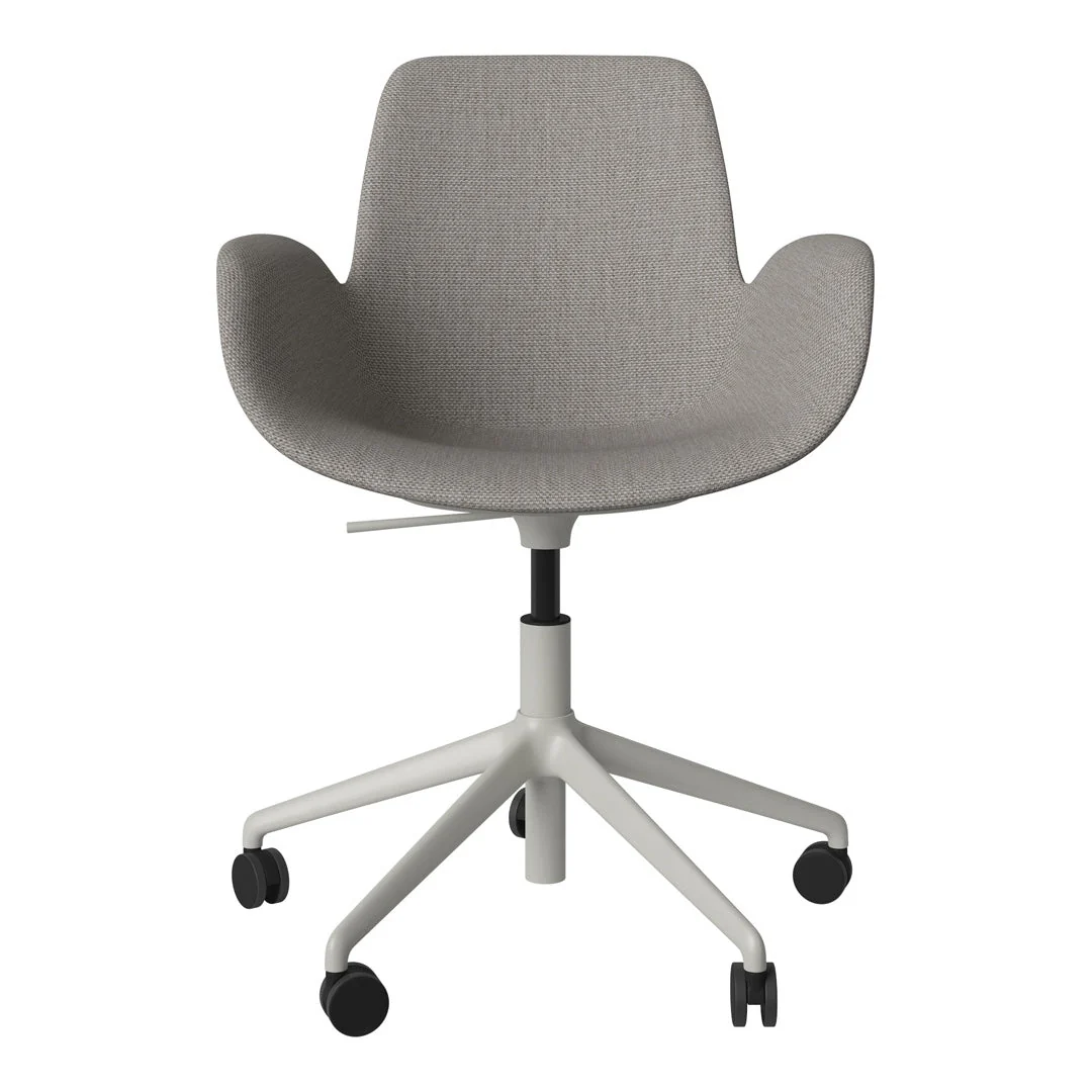 Seed Armchair - Upholstered - 5 - Star Base w/ Wheels - Grey Lacquered Steel - Image 49