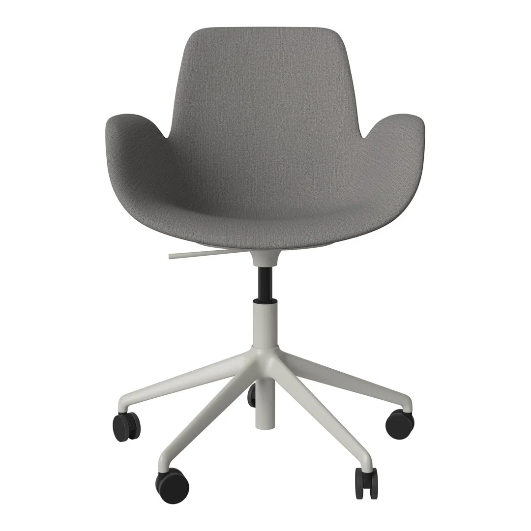 Seed Armchair - Upholstered - 5 - Star Base w/ Wheels - Grey Lacquered Steel - Image 55